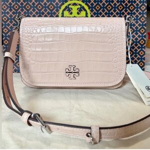 Tory Burch Brand new Blush Croc-Embossed Crossbody Bag w/2 different Tory straps